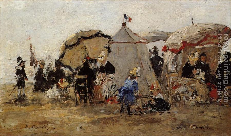 Eugene Boudin : Woman and Children on the Beach at Trouville II